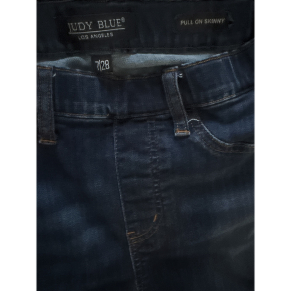 Women's Judy Blue Dark Blue Pull On Skinny Jeans Size 7 - Picture 4 of 7